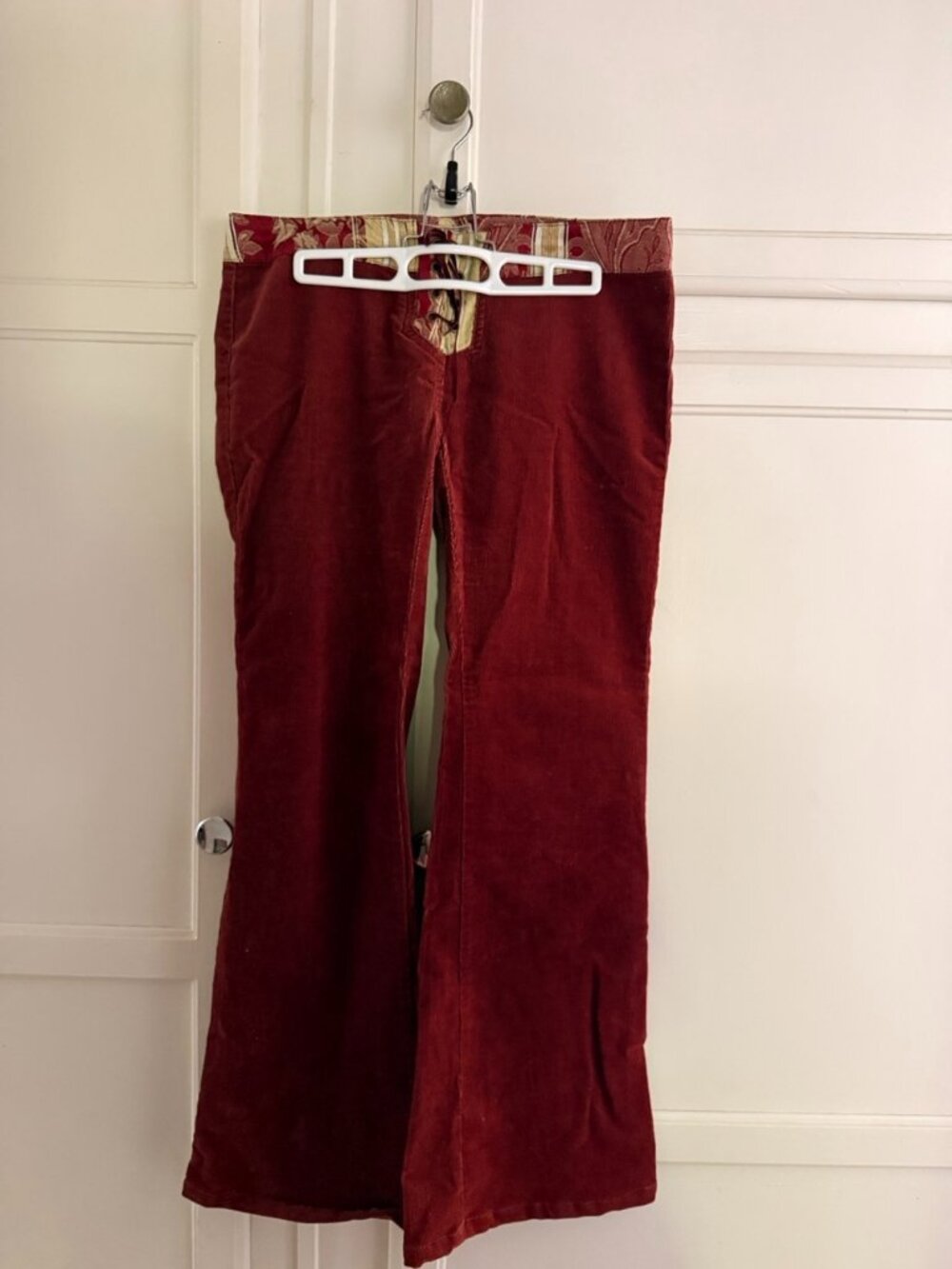 Picasso Style Jean Burgundy Corduroy Flare Pants Y2K